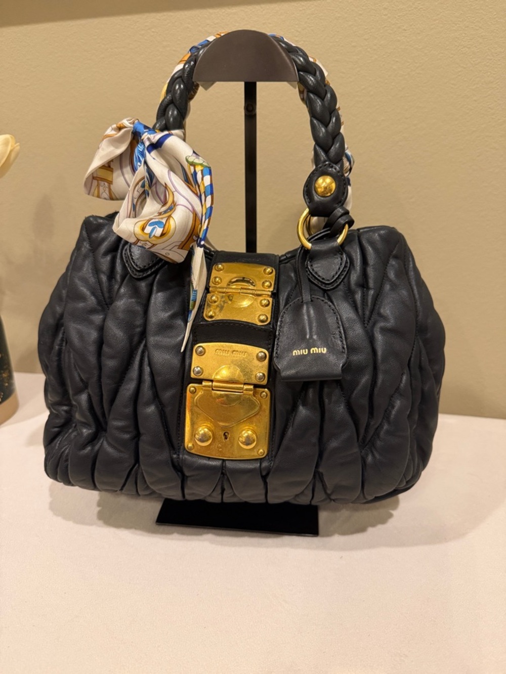 Miu Miu Matelassé Lux Bauletto Aperto Satche